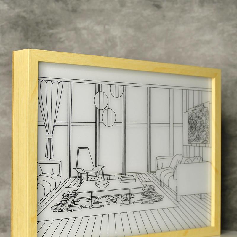 Sowpeace Illuminated Hall Room Frame – LED Landscape Photo Frame with Sofas, Carpet & Balcony for Chic Home Decor - Decor - Sowpeace - Wall Decor - 