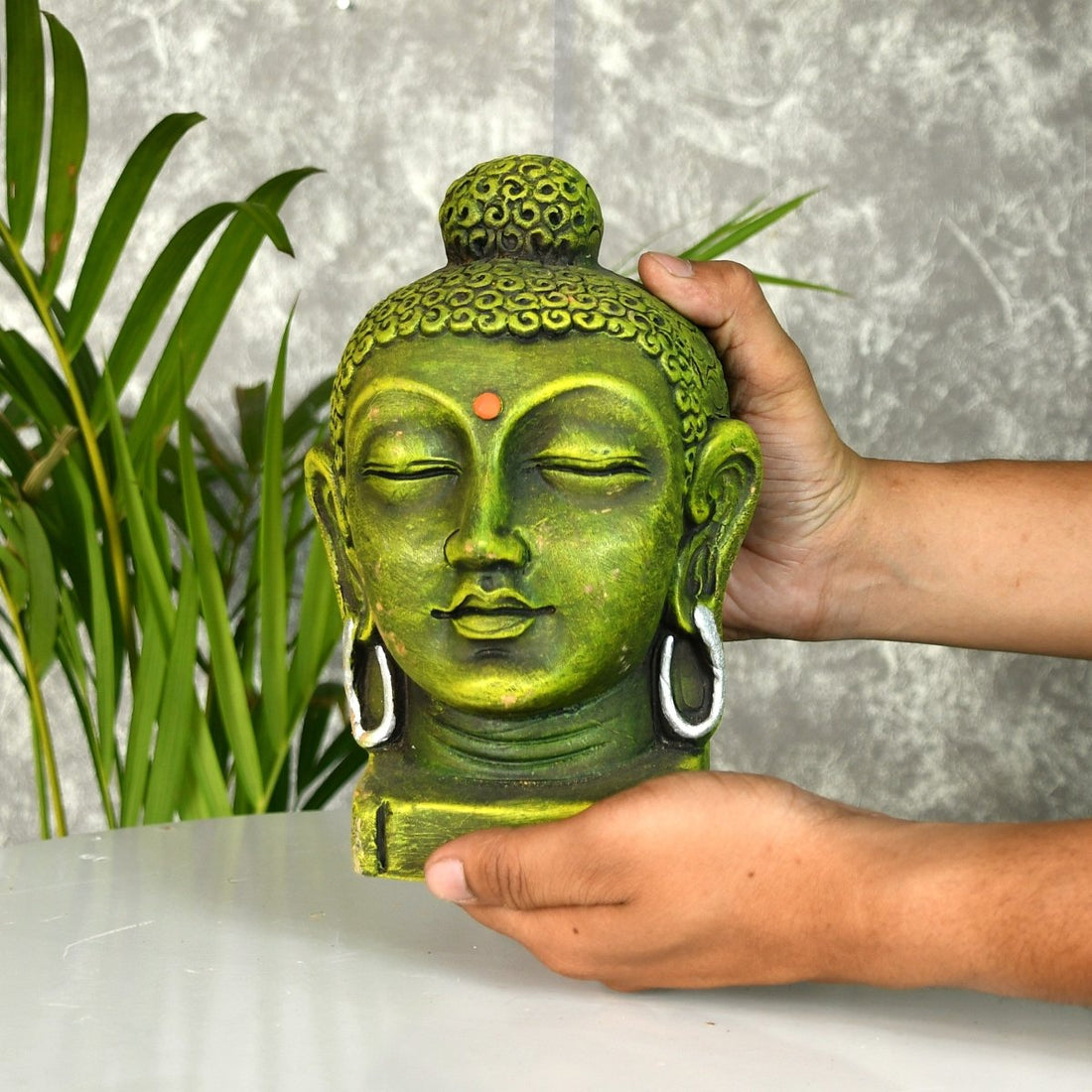 Sowpeace Large Terracotta Buddha Head: Artisan Tabletop Decor - terracotta tabletop - Sowpeace - Buddha - God Idols
