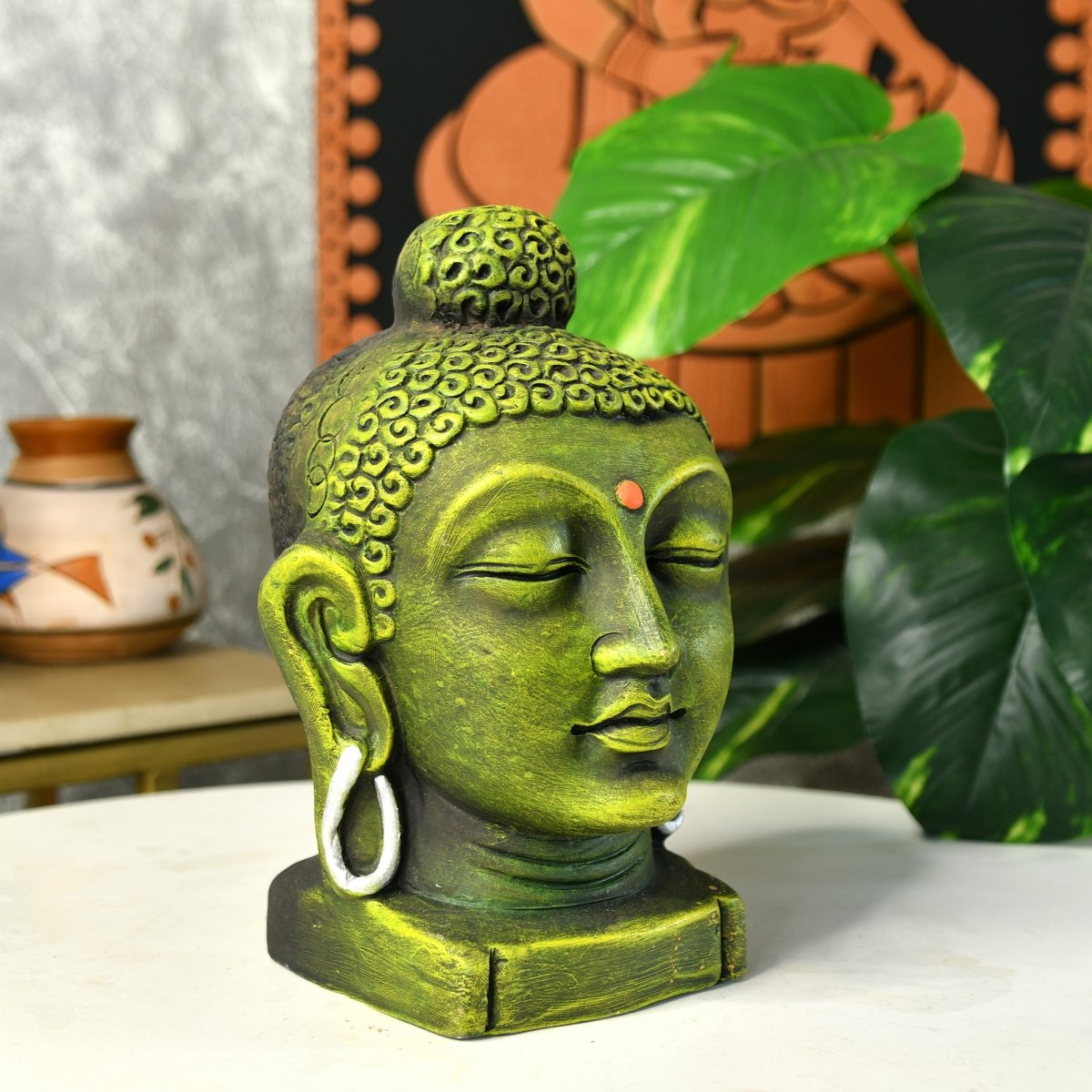 Sowpeace Large Terracotta Buddha Head: Artisan Tabletop Decor - terracotta tabletop - Sowpeace - Buddha - God Idols