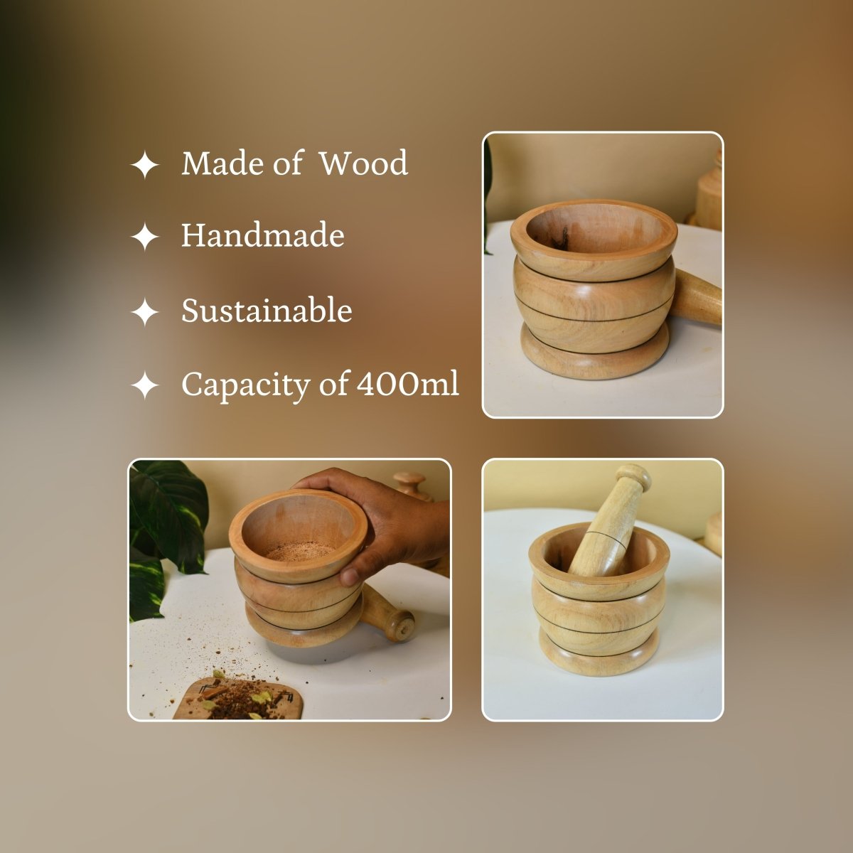 Sowpeace Large Wooden Stone Pestle: Artisan Home Accent - Tabletop - Sowpeace - New Arrivals - Wooden