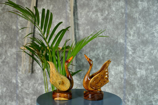 Sowpeace Pair of Wooden handcarved swan Artisan Home Decor --Sowpeace-Sowpeace Pair of Wooden handcarved swan Artisan Home Decor-Wood-WSP-WDN-TT-Sowpeace