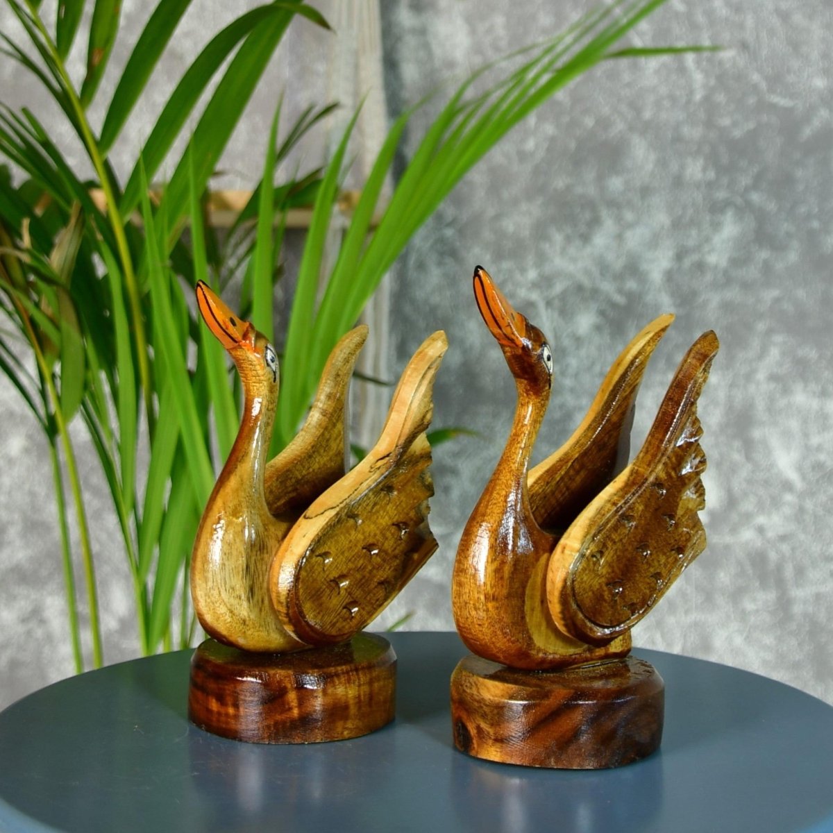 Sowpeace Pair of Wooden handcarved swan Artisan Home Decor - Tabletop - Sowpeace - Animal - New Arrivals