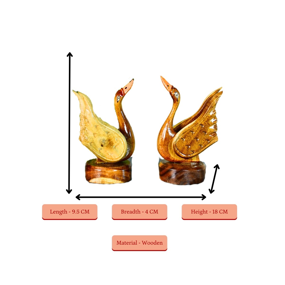 Sowpeace Pair of Wooden handcarved swan Artisan Home Decor - Tabletop - Sowpeace - Animal - New Arrivals