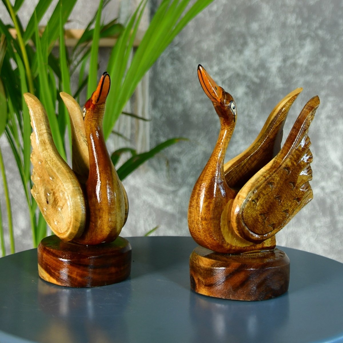 Sowpeace Pair of Wooden handcarved swan Artisan Home Decor - Tabletop - Sowpeace - Animal - New Arrivals
