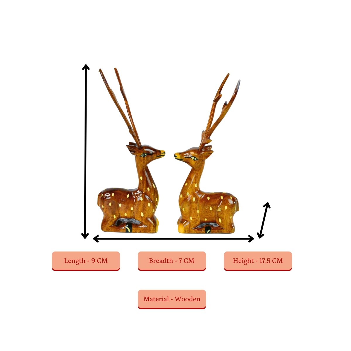 Sowpeace Pair of wooden sitting deer Artisan Decor - Tabletop - Sowpeace - Animal - New Arrivals
