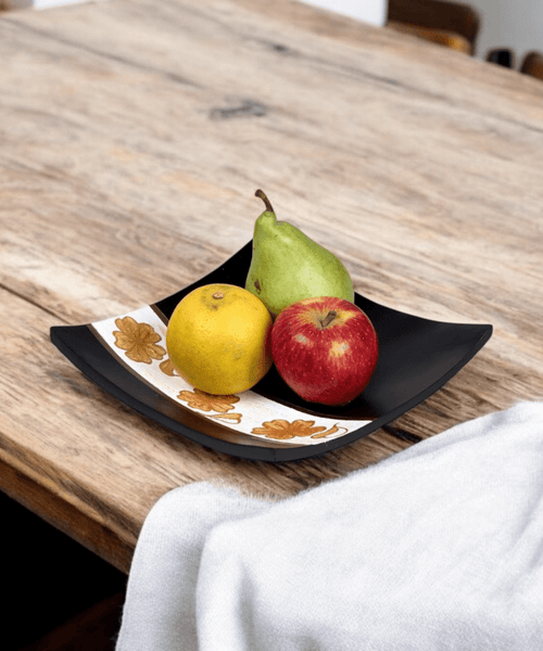 Sowpeace Premium 12-Inch Black Square Acacia Wood Tray