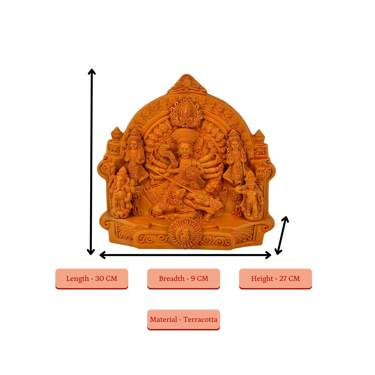 Sowpeace Terracotta Large Durga: Artisan Tabletop Decor - terracotta tabletop - Sowpeace - Diwali - God Idols
