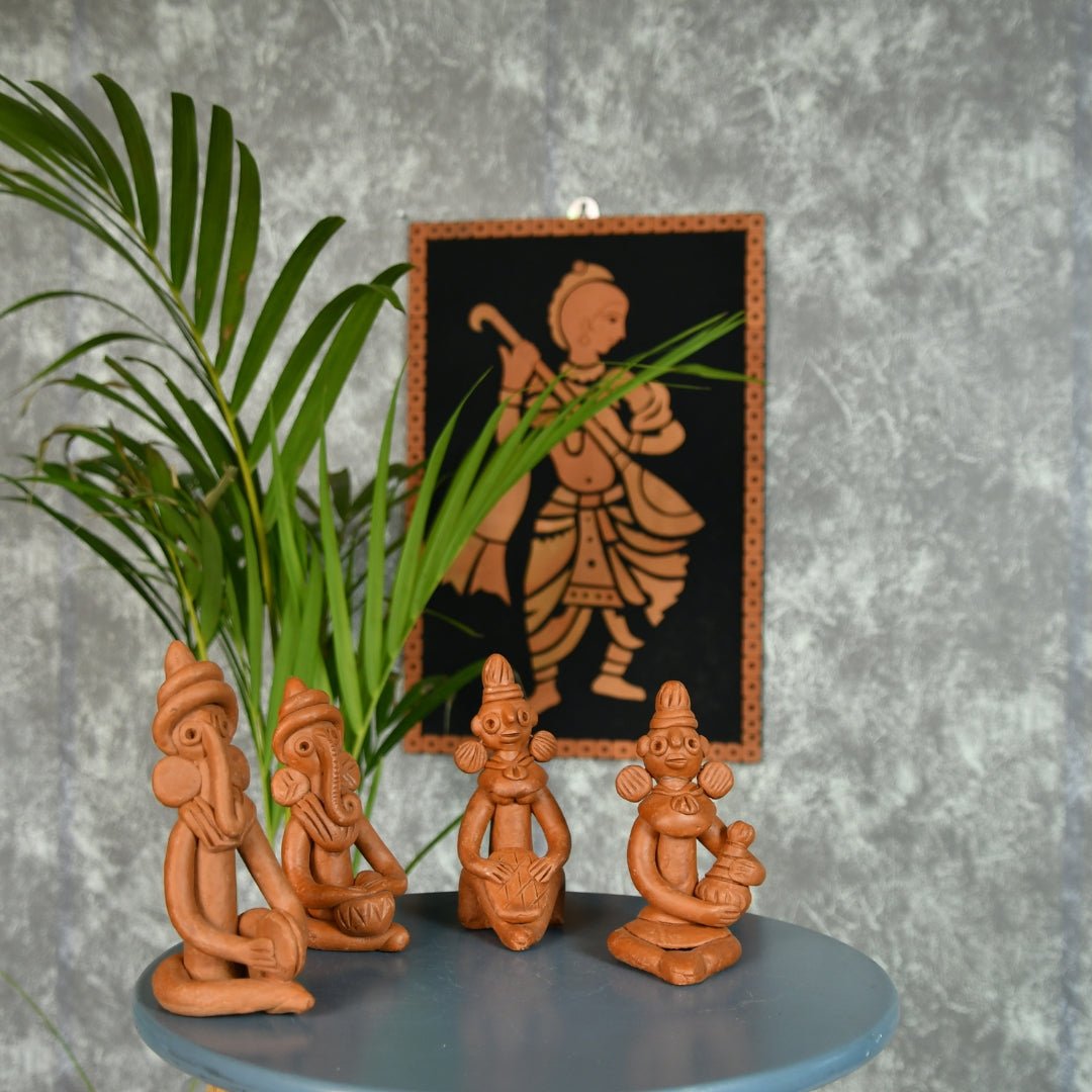 Sowpeace Terracotta Tribal Figurine Set: Artisan Tabletop Decor --Sowpeace-Sowpeace Terracotta Tribal Figurine Set: Artisan Tabletop Decor-Terr-Terr-TT-TFS4-Sowpeace