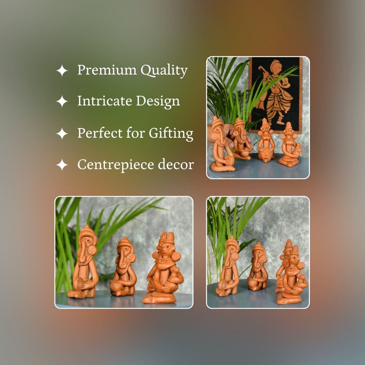 Sowpeace Terracotta Tribal Figurine Set: Artisan Tabletop Decor - Sowpeace - New Arrivals - Tabletop
