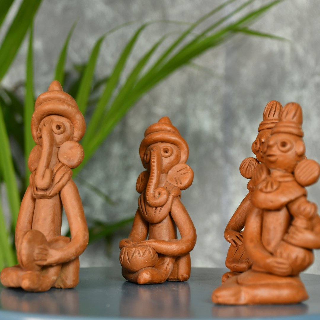 Sowpeace Terracotta Tribal Figurine Set: Artisan Tabletop Decor --Sowpeace-Sowpeace Terracotta Tribal Figurine Set: Artisan Tabletop Decor-Terr-Terr-TT-TFS4-Sowpeace