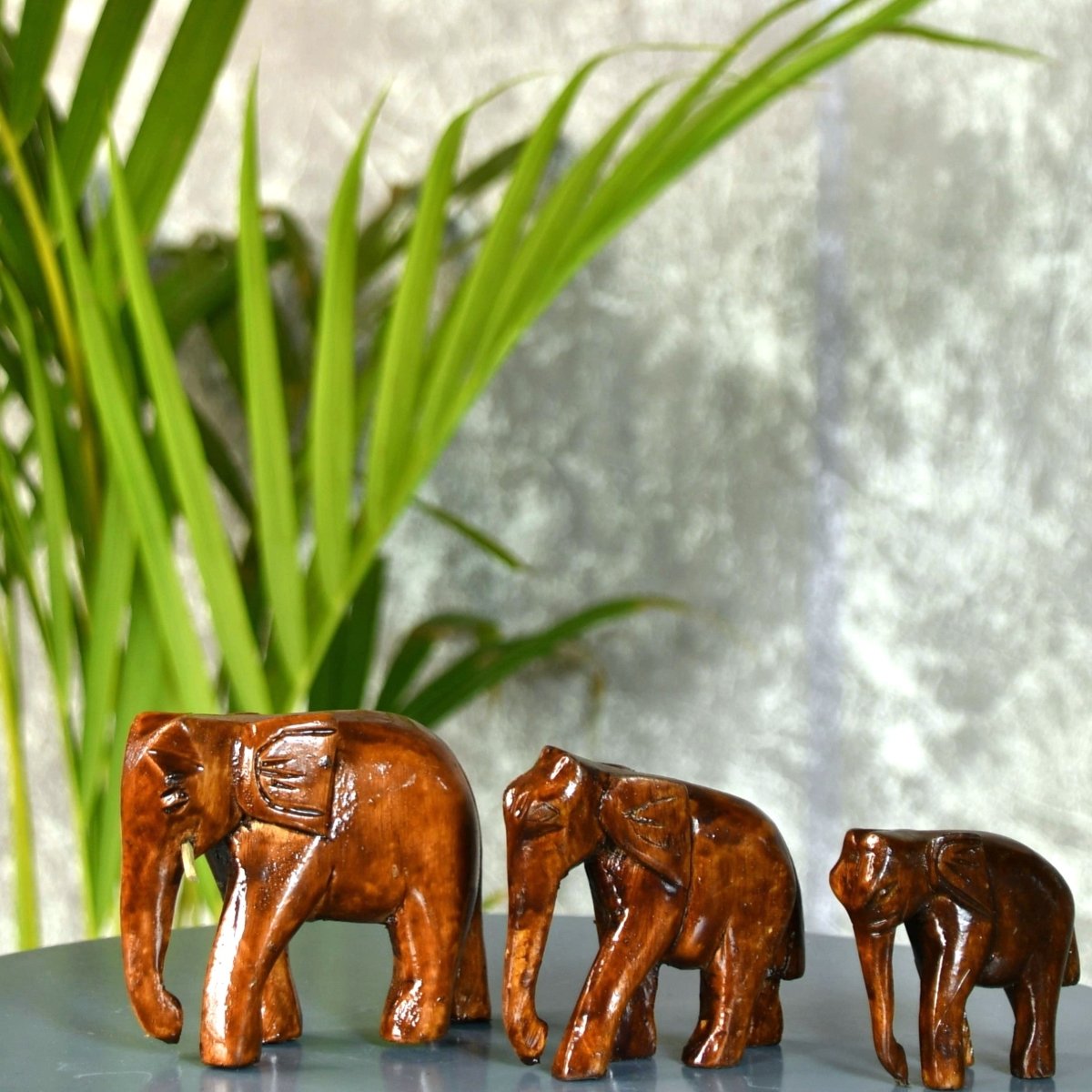 Sowpeace Wooden Descending Elephant Set of 3: Artisan Tabletop Decor - Tabletop - Sowpeace - Animal - New Arrivals