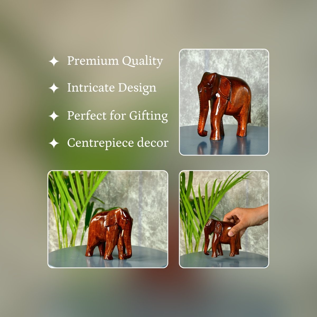 Sowpeace Wooden Elephant: Artisan Tabletop Decor Masterpiece - Tabletop - Sowpeace - Animal - New Arrivals
