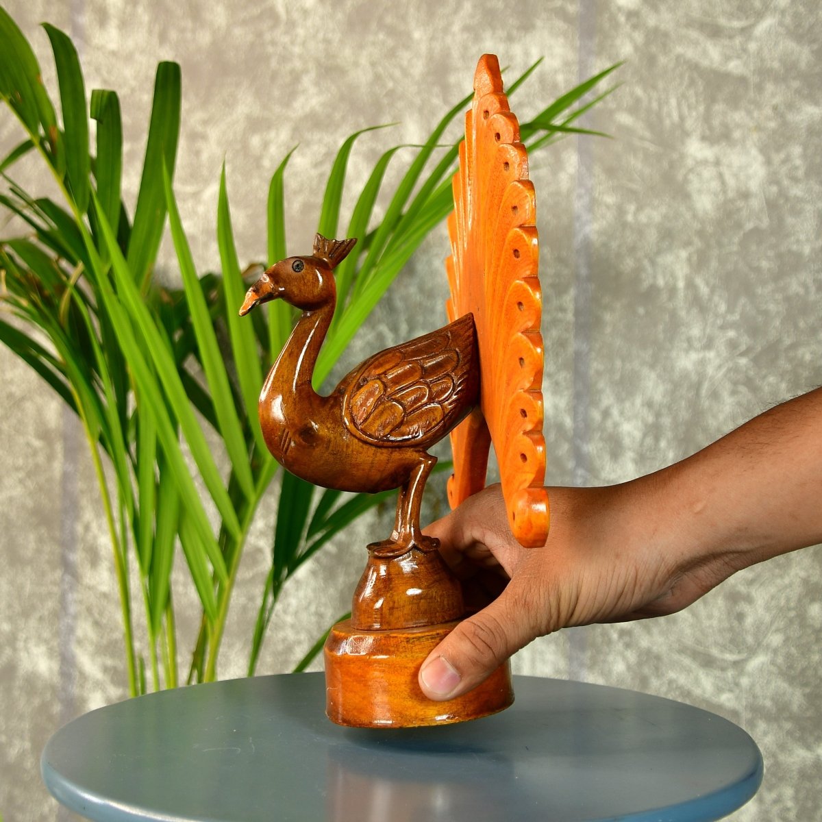 Sowpeace Wooden Peacock: Artisan Bicolor Tabletop Decor - Tabletop - Sowpeace - Animal - New Arrivals