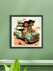 Sowpeace's Handcrafted Indian Village Cartoon Wall Art – Premium Canvas Decor Inspired by Traditional Artforms - Additional View