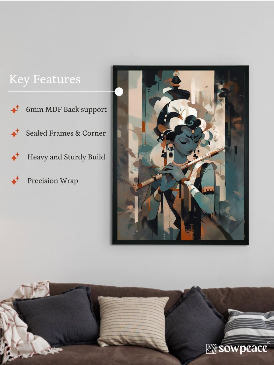 Sowpeace's Handcrafted Lord Krishna Mountain Abstract Wall Art – Premium Set of 2, Indian - Inspired Canvas Prints - Wall painting - Chitran by sowpeace - Sowpeace's Handcrafted Lord Krishna Mountain Abstract Wall Art – Premium Set of 2, Indian - Inspired Canvas Prints - CH - WRT - KWF - Sowpeace