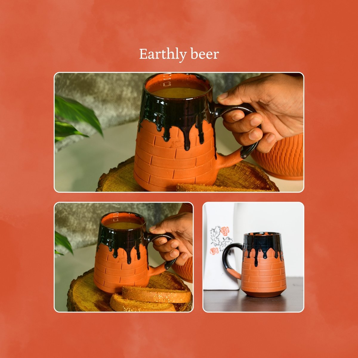 Terracotta Beer Mug: Stylish Home Decor and Kitchenware - Sowpeace - New Arrivals - Terracotta beer mug