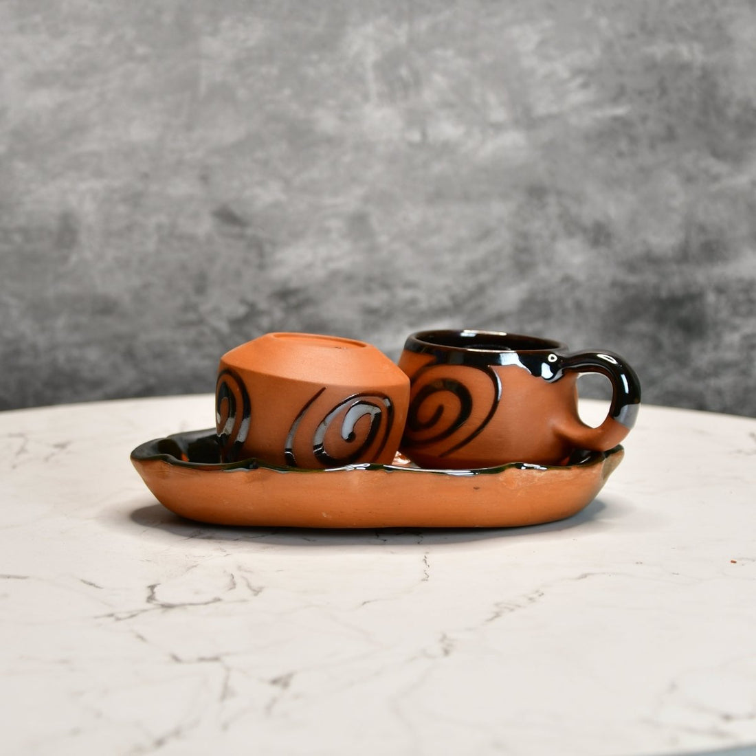 Terracotta Floral Cup Set: Artistic Home Decor and Kitchenware - Sowpeace - New Arrivals - Terracotta Tea set