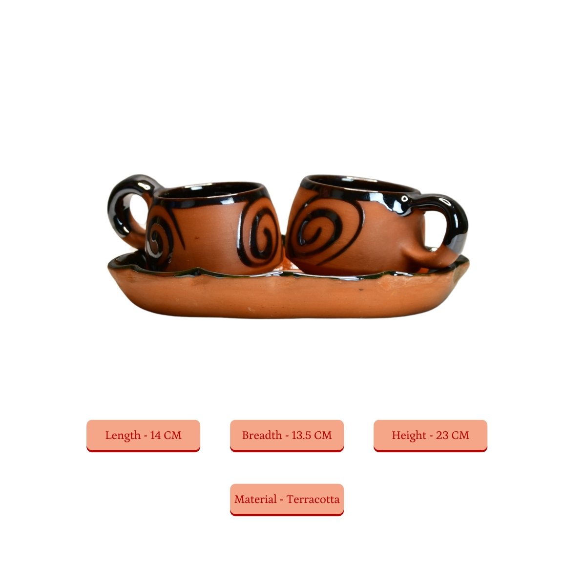 Terracotta Floral Cup Set: Artistic Home Decor and Kitchenware - Sowpeace - New Arrivals - Terracotta Tea set
