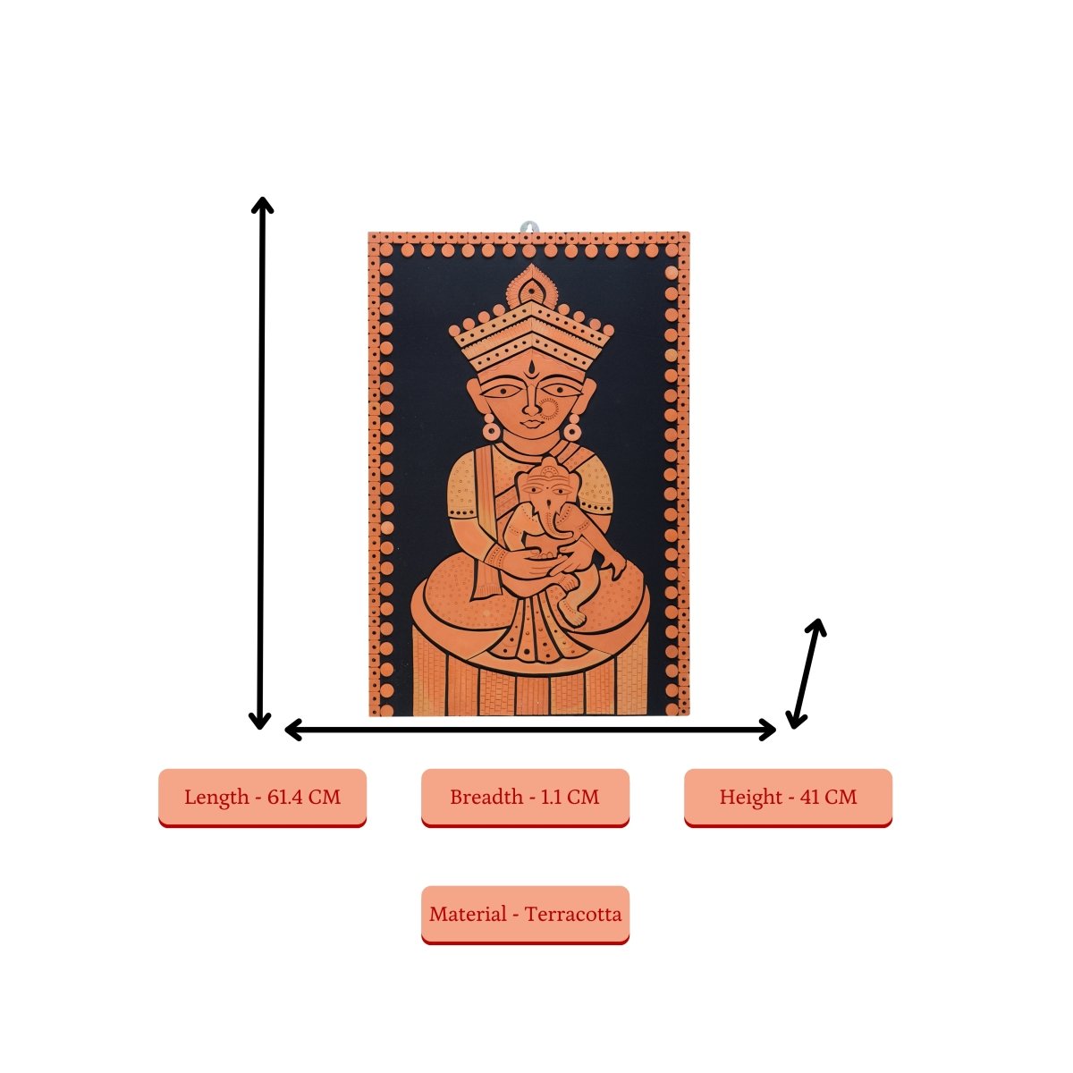 Terracotta Ganesh Janani: Artisan Wall Decor for Home Bliss - Sowpeace - Diwali - God Idols