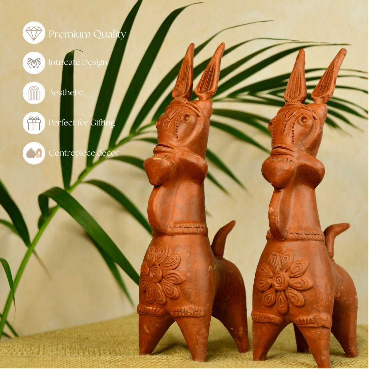 Terracotta Horse: Artisan-Made Tabletop Home Decor Accent
