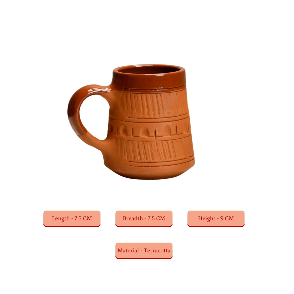 Terracotta Plain Coffee Mug Curved