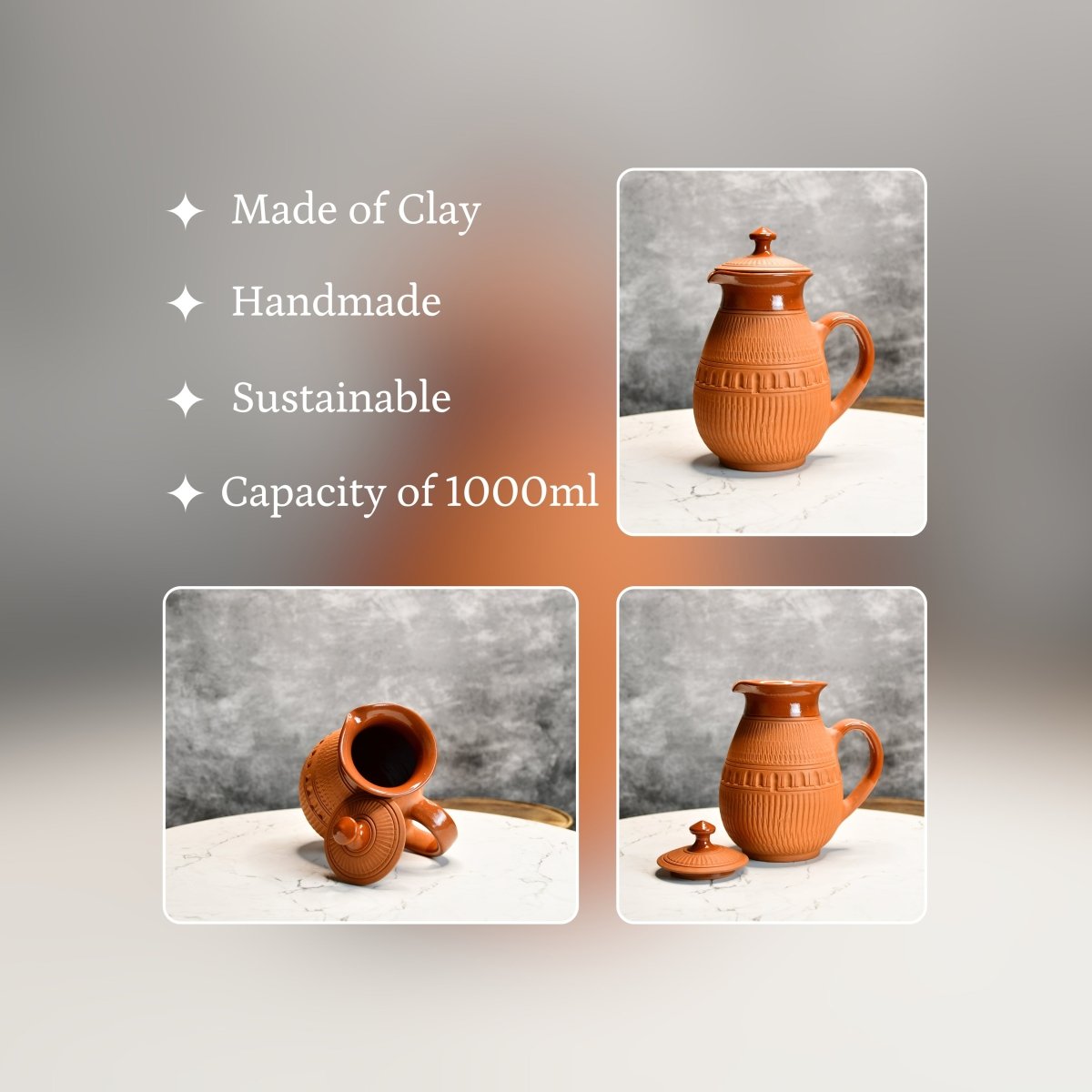 Terracotta Water Jug: Artisan Elegance for Home and Kitchen