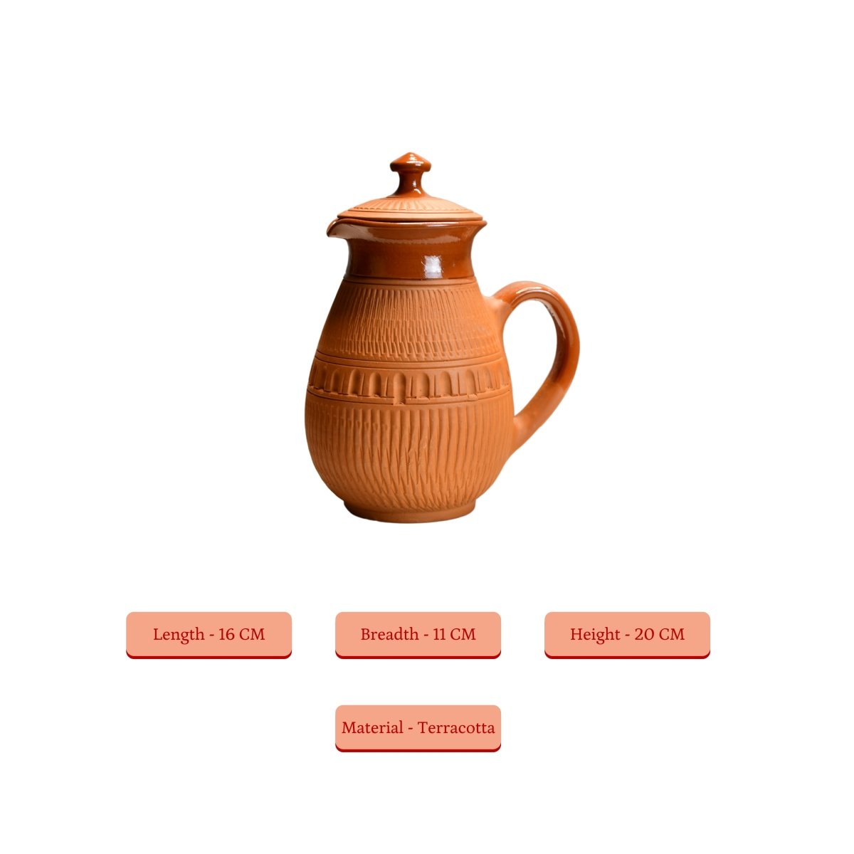 Terracotta Water Jug: Artisan Elegance for Home and Kitchen - Utensils - Sowpeace - New Arrivals - Terracotta Jug