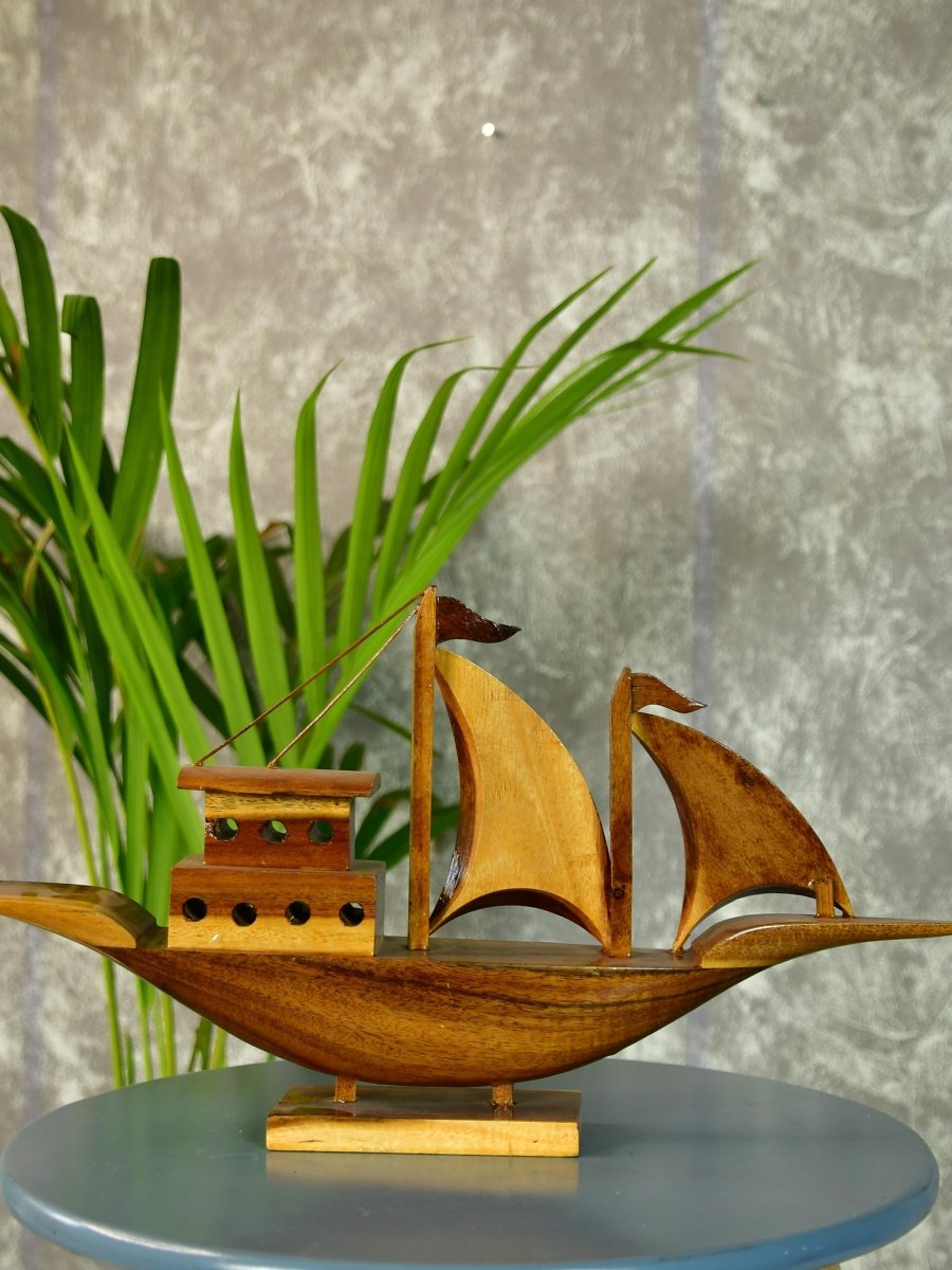 Shop Wooden Table Decor: Houseboat Figurine by Sowpeace