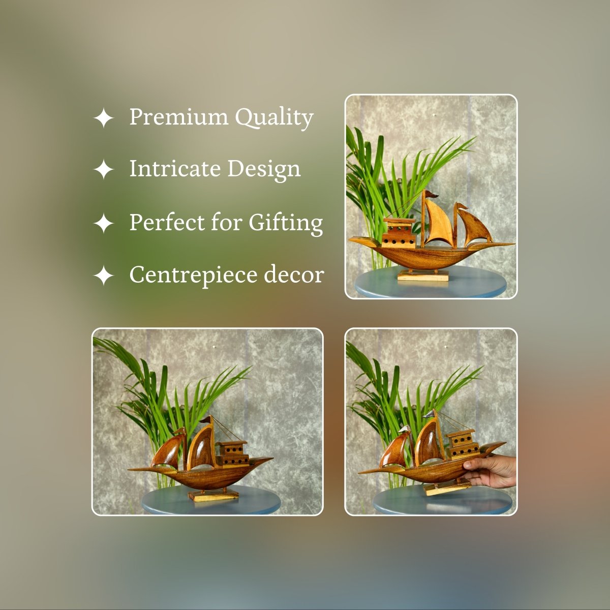 Wooden House Boat: Artisan - Crafted Tabletop Elegance - Tabletop - Sowpeace - New Arrivals - Tabletop