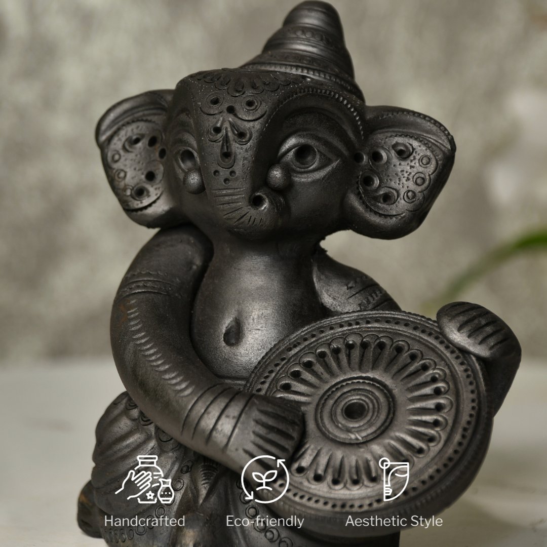 Abstract Terracotta Ganesha Dafali -decor-Sowpeace-Abstract Terracotta Ganesha Dafali-Terr-bter-TT-GDP-Sowpeace