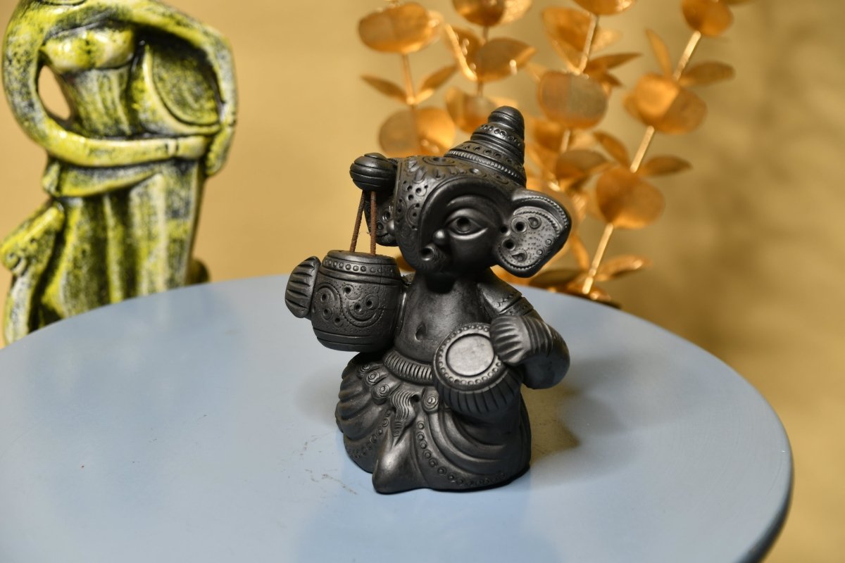 Abstract Terracotta Ganesha Iktara Tabla -decor-Sowpeace-Abstract Terracotta Ganesha Iktara Tabla-Terr-bter-TT-GIT-Sowpeace