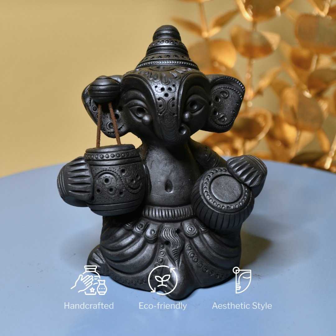 Abstract Terracotta Ganesha Iktara Tabla -decor-Sowpeace-Abstract Terracotta Ganesha Iktara Tabla-Terr-bter-TT-GIT-Sowpeace