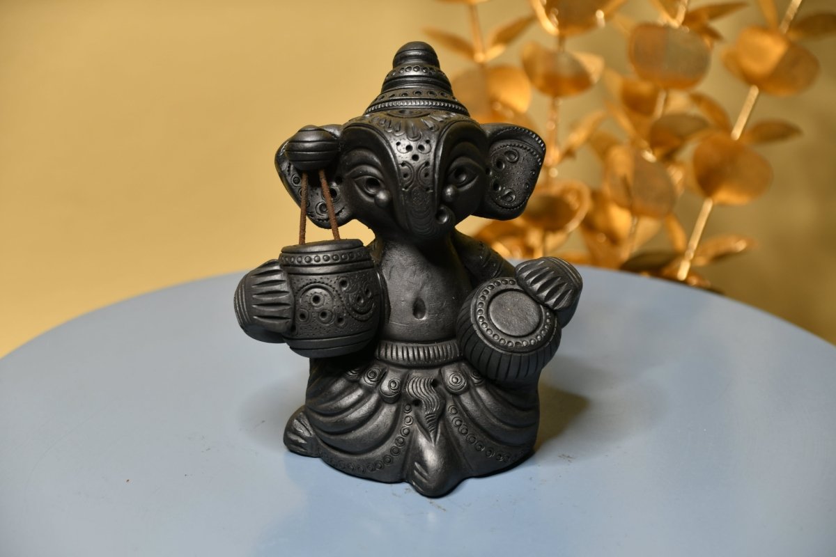 Abstract Terracotta Ganesha Iktara Tabla -decor-Sowpeace-Abstract Terracotta Ganesha Iktara Tabla-Terr-bter-TT-GIT-Sowpeace