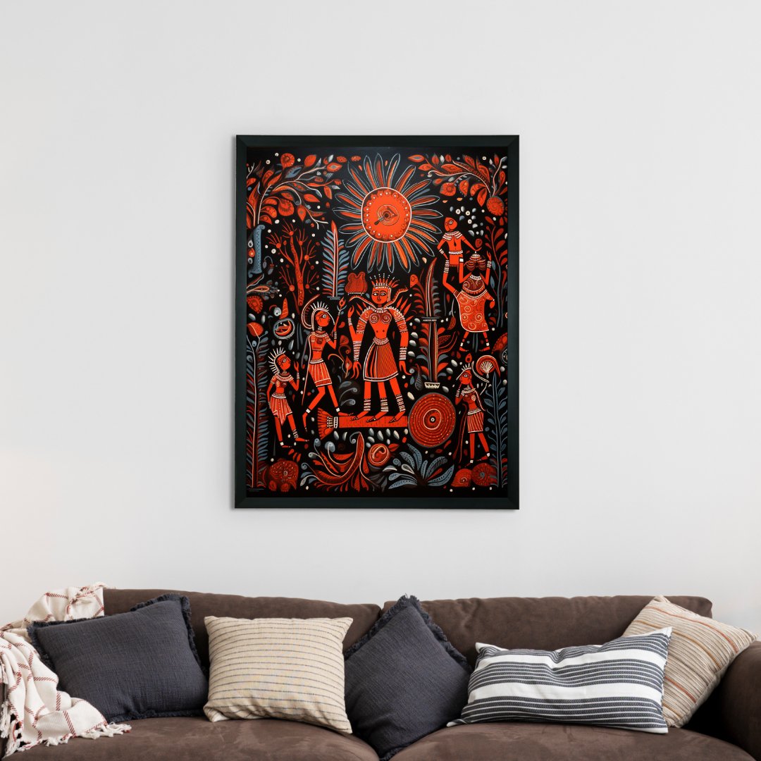 Artisan Canvas Wall Decor: Abstract Orange Family Elegance Masterpiece -Wall painting-Chitran by sowpeace-Artisan Canvas Wall Decor: Abstract Orange Family Elegance Masterpiece-CH-WRT-MOFA-Sowpeace