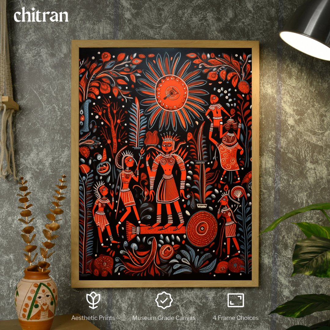 Artisan Canvas Wall Decor: Abstract Orange Family Elegance Masterpiece -Wall painting-Chitran by sowpeace-Artisan Canvas Wall Decor: Abstract Orange Family Elegance Masterpiece-CH-WRT-MOFA-Sowpeace