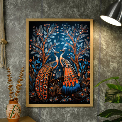 Artisan Canvas Wall Decor: Two Peacock Blue Masterpiece Collection -Wall painting-Chitran by sowpeace-Artisan Canvas Wall Decor: Two Peacock Blue Masterpiece Collection-CH-WRT-MTPB-Sowpeace