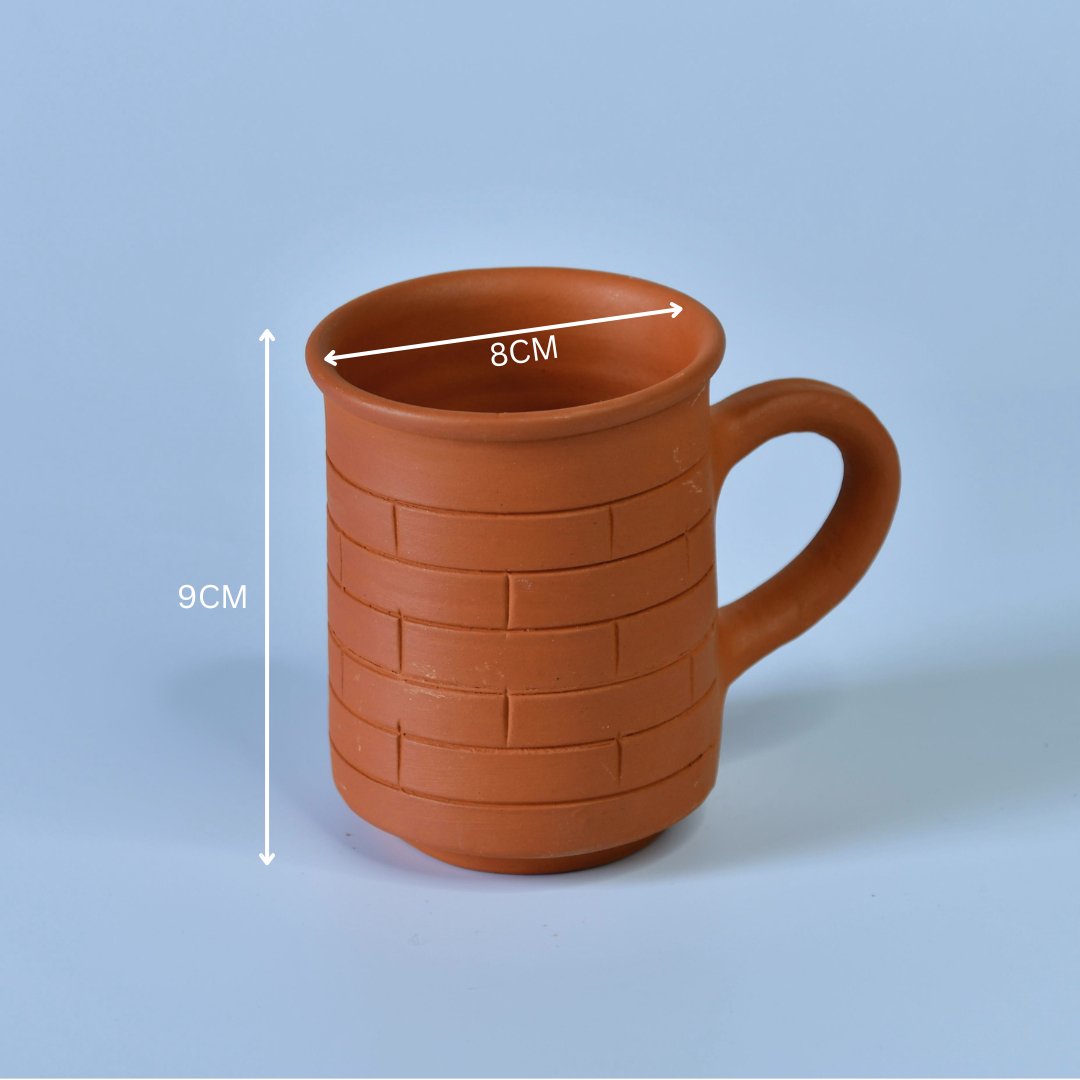 Brick Stripes Imprinted Terracotta Mugs -Utensils-Sowpeace-Brick Stripes Imprinted Terracotta Mugs-Terr-Uten-Terr-CMGHBC2-Sowpeace