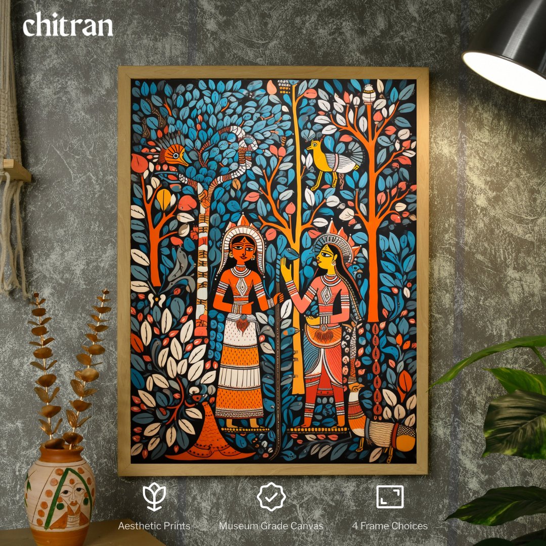 Canvas Art: Serene Women and Trees Wall Decor Masterpiece -Wall painting-Chitran by sowpeace-Canvas Art: Serene Women and Trees Wall Decor Masterpiece-CH-WRT-MTWT-Sowpeace