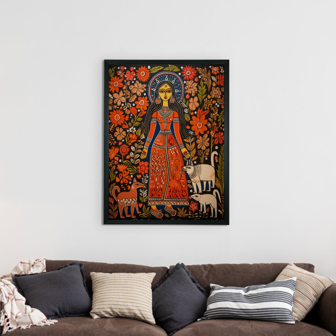 Canvas Wall Decor: Women in Red Flower Aura Elegance -Wall painting-Chitran by sowpeace-Canvas Wall Decor: Women in Red Flower Aura Elegance-CH-WRT-MWRF-Sowpeace