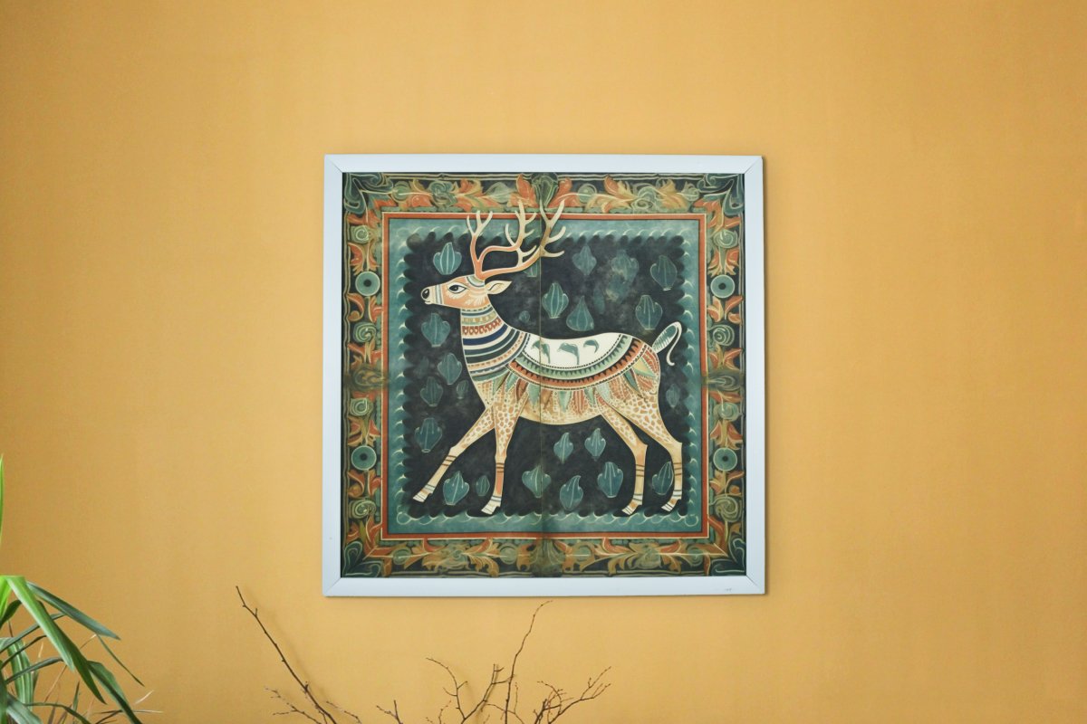 Chitran Madhubani Style Reindeer Wall Art -Wall painting-Chitran by sowpeace-Chitran Madhubani Style Reindeer Wall Art -Wall painting-Chitran by sowpeace-Chitran Madhubani Style Reindeer Wall Art--Sowpeace-CH-WRT-SDP-Sowpeace