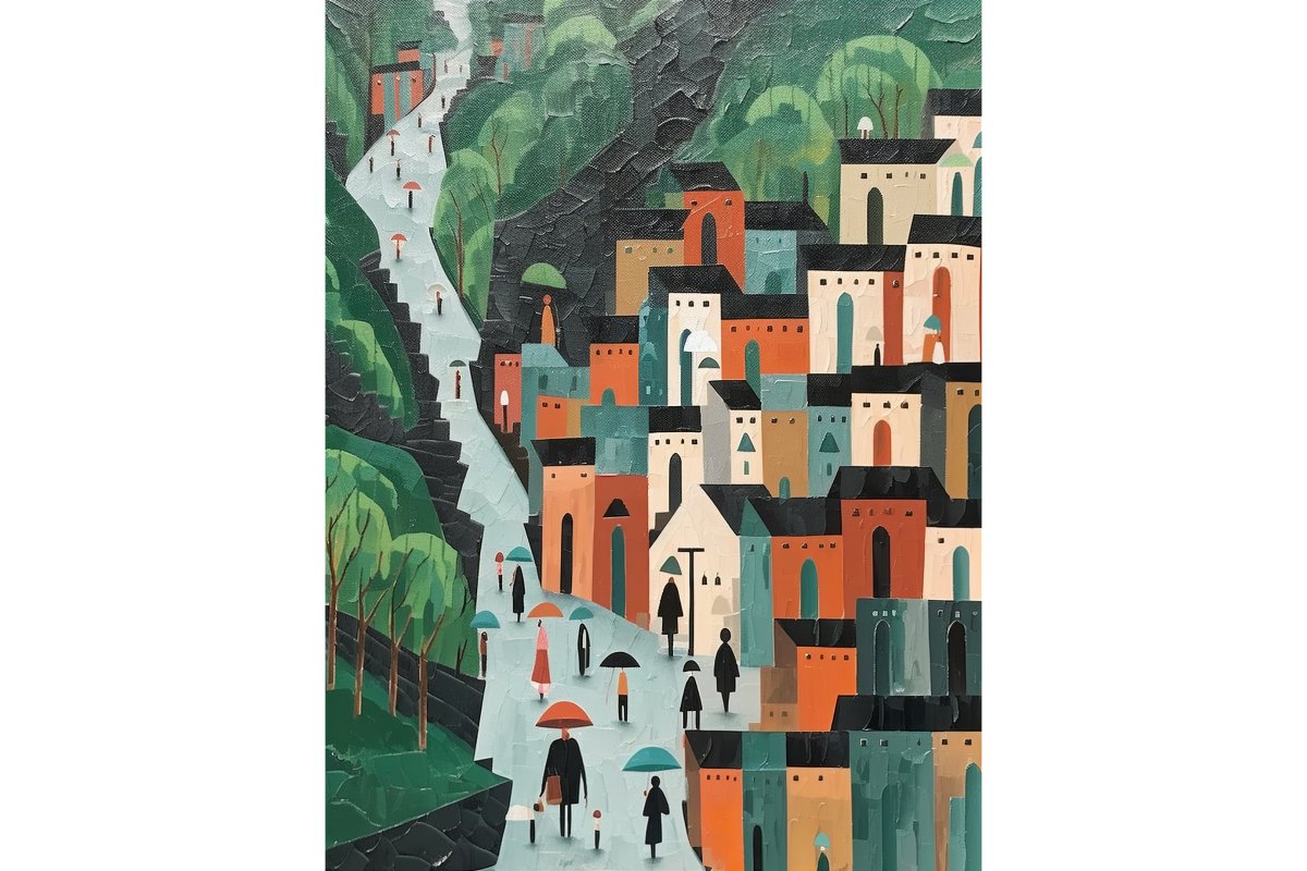 Chitran Nordic Rainy Day Hills Wall Art -Wall painting-Chitran by sowpeace-Chitran Nordic Rainy Day Hills Wall Art-CH-WRT-BWLG-Sowpeace