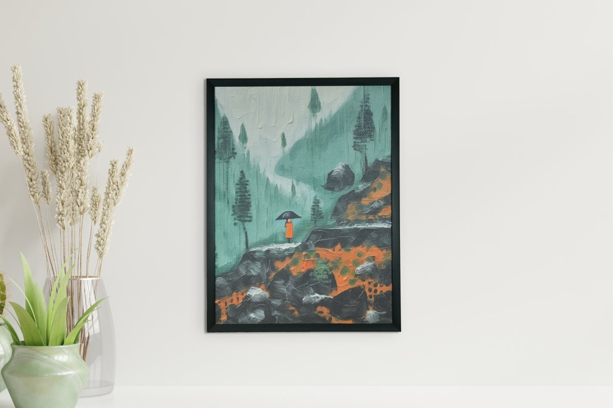 Chitran Nordic Umbrella In The Rain Wall Art -Wall painting-Chitran by sowpeace-Chitran Nordic Umbrella In The Rain Wall Art--Sowpeace