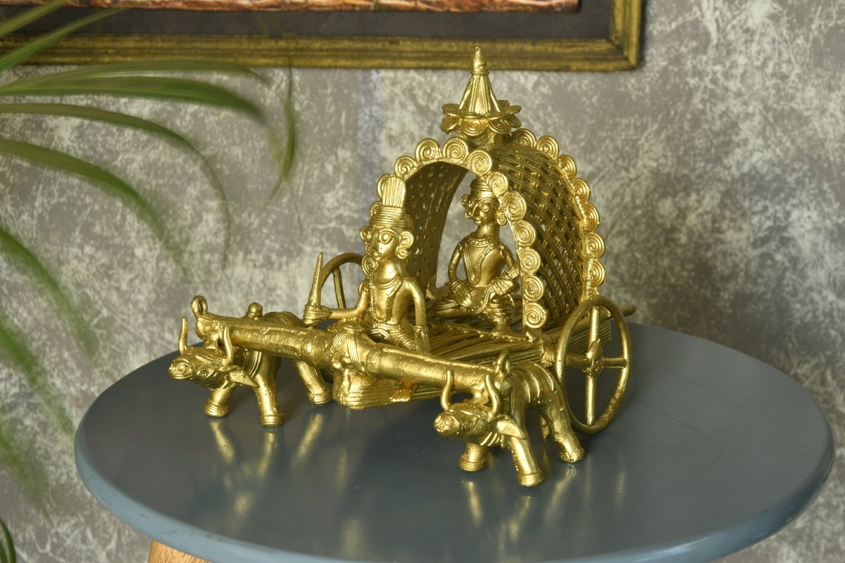 Dhokra art Brass Decor Cow Cart --Sowpeace-Dhokra art Brass Decor Cow Cart-Dok-DCCS-BR-TT-Sowpeace