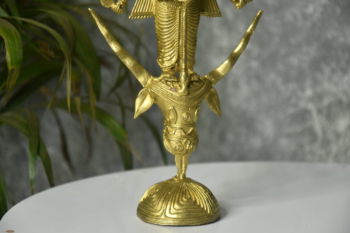 Dhokra Craft - Goddess Durga Mahishasur Mardini Brass Decor --Sowpeace-Dhokra Craft - Goddess Durga Mahishasur Mardini Brass Decor-Dok-DMDM-BR-TT-Sowpeace