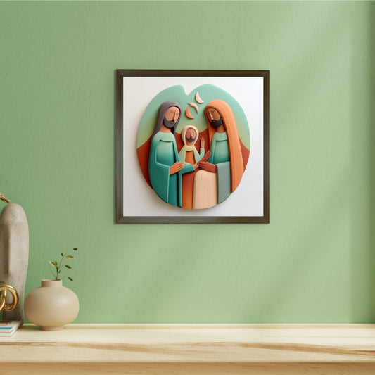 Divine Harmony: Abstract Jesus Family -Wall painting-Chitran by sowpeace-Divine Harmony: Abstract Jesus Family-CH-WRT-JFA-Sowpeace