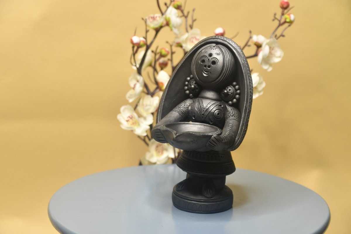 Elegant Diya Holding Terracotta Lady -decor-Sowpeace-Elegant Diya Holding Terracotta Lady-Terr-bter-TT-WWD-Sowpeace