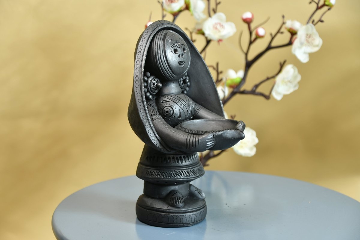 Elegant Diya Holding Terracotta Lady -decor-Sowpeace-Elegant Diya Holding Terracotta Lady-Terr-bter-TT-WWD-Sowpeace