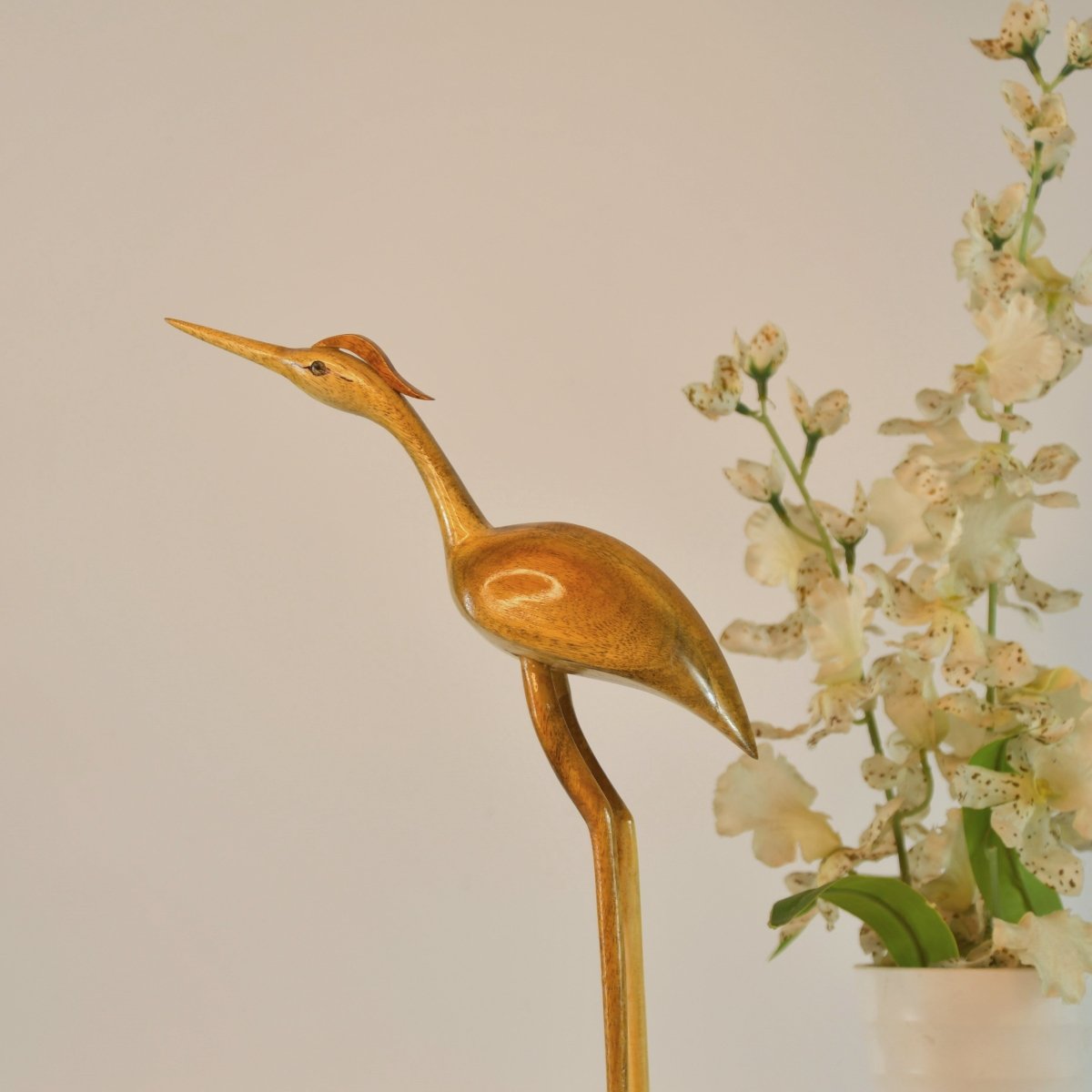 Elegant Wooden Carved Flamingo Sculpture: Premium Abstract Decor Accent -Wooden-Sowpeace-Elegant Wooden Carved Flamingo Sculpture: Premium Abstract Decor Accent-Wood-WAFL-WDN-TT-Sowpeace