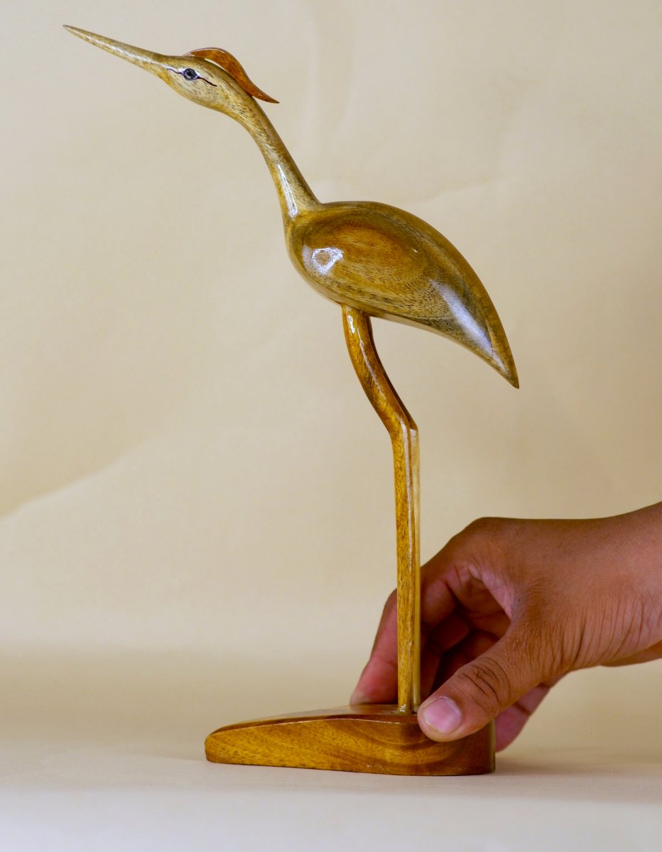 Elegant Wooden Carved Flamingo Sculpture: Premium Abstract Decor Accent -Wooden-Sowpeace-Elegant Wooden Carved Flamingo Sculpture: Premium Abstract Decor Accent-Wood-WAFL-WDN-TT-Sowpeace