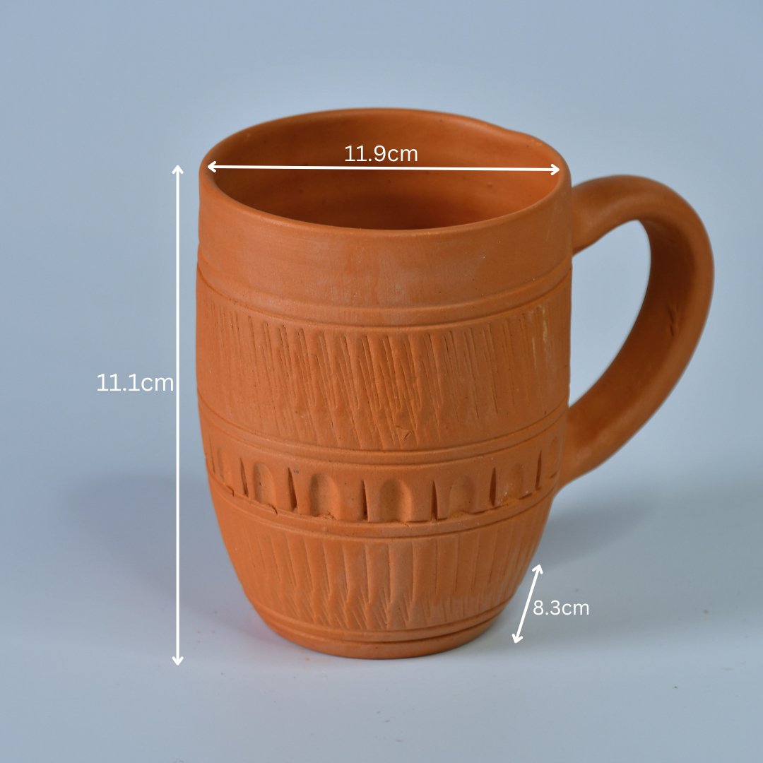 Etched Print Narrow Base Unglazed Terracotta Mug -Utensils-Sowpeace-Etched Print Narrow Base Unglazed Terracotta Mug-Terr-Uten-Terr-CMUG-1-Sowpeace